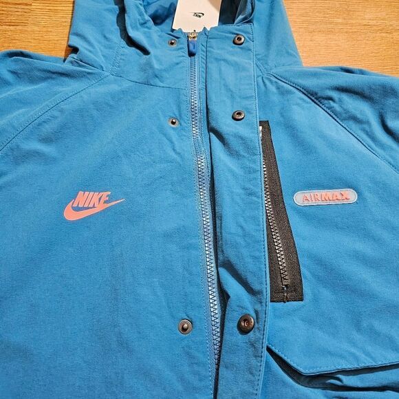 Nike Sportswear Air Max Woven Jacket Large L Blue Black Lined Logos FN0243-457 - Picture 10 of 16